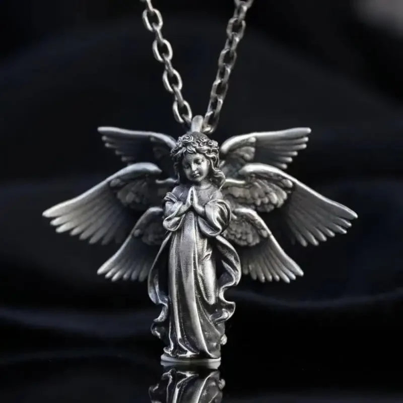 Gothic Skull Jesus Cross Necklace – Punk Catholic Amulet Jewelry for Men, Religious Pendant