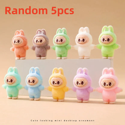 10pcs Babythree Rabbit Anime Flocked Action Figures Decorative Pendant Kawaii Desktop Dolls Toy Gifts