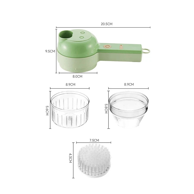 4-in-1 Electric Vegetable Cutter – Handheld Wireless Food Chopper, Garlic Masher & Meat Grinder