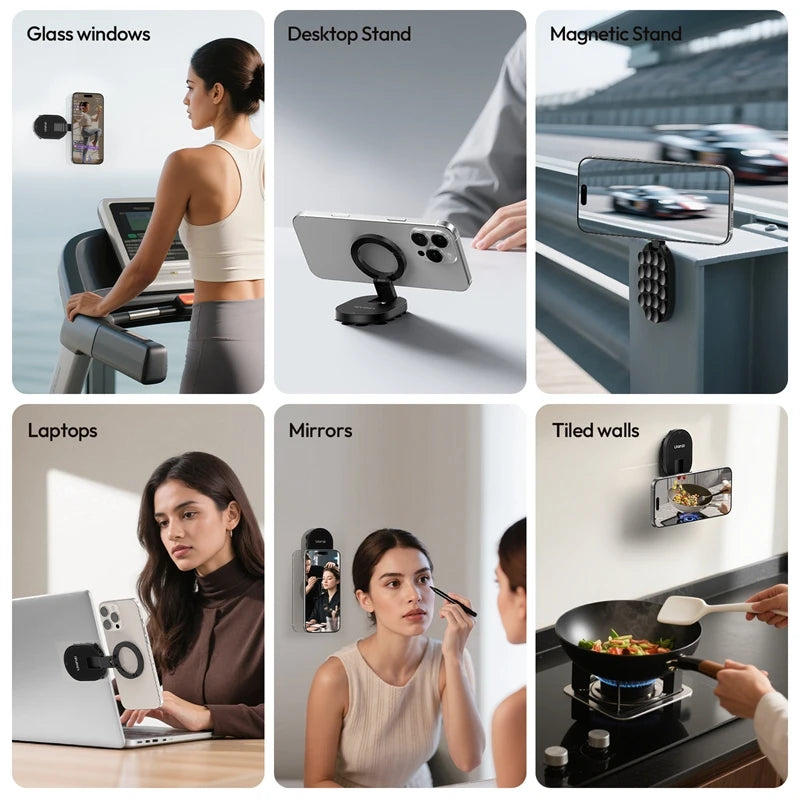 Ulanzi MA39 MagLock Suction Cup Phone Mount – Magnetic Desktop Stand for Smartphones, Glass, Windows, Mirrors & Laptops Accessories