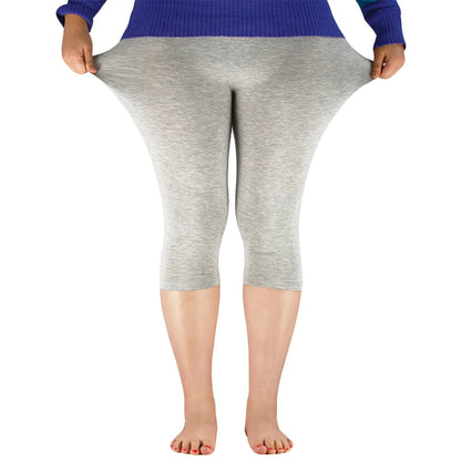 Women Bamboo Fiber Elastic Waist Leggings – Plus Size High Stretch Casual Workout Basic Pants Soft Comfortable Fitness Leggings