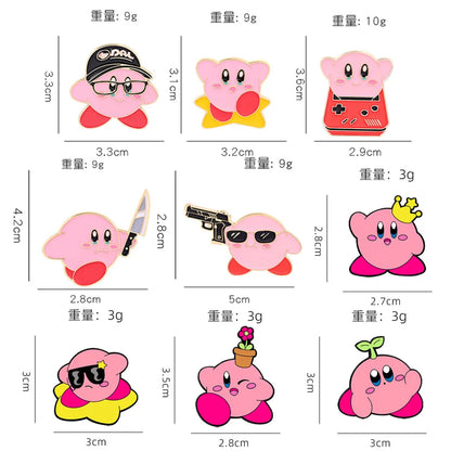 Kirby Pink Enamel Pins - Cute Anime Game Character Metal Brooch Badge Set for Friends & Collectors