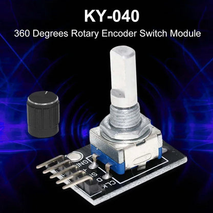 1-8PCS KY-040 Rotary Encoder Module - 360° Knob Switch Sensor Development Board for Arduino 5V DIY Projects
