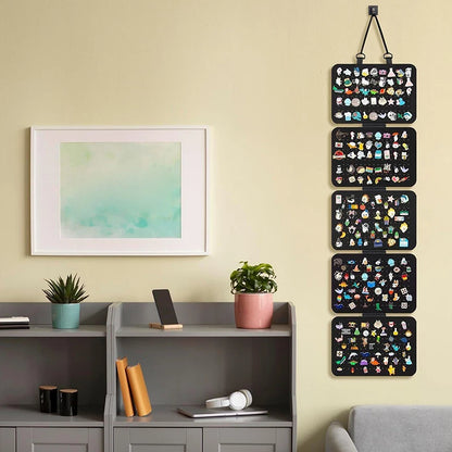 Foldable Felt Jewelry Organizer – 5-Tier Wall Hanging Earring & Pendant Display with Storage for Necklaces and Bracelets