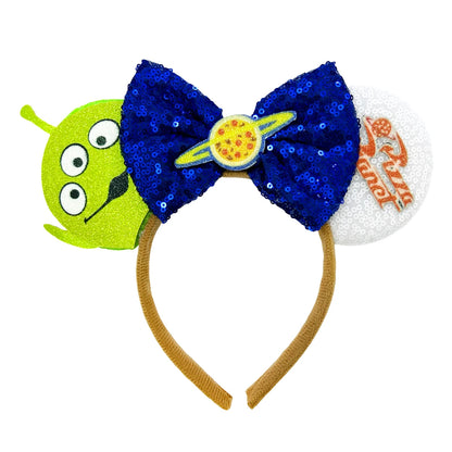 Mickey Mouse Ears Headband with Bow – Sequin Candy Cosplay Costume Party Accessory for Girls & Women, Christmas Gift