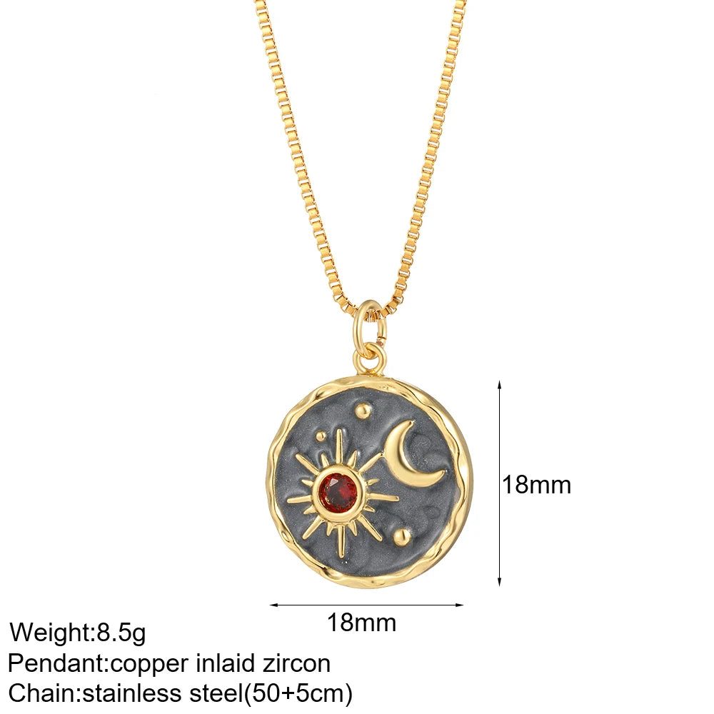 Heart Evil Blue Eye Sun Necklace – Cute Dog, Bee & Elephant Gold Pendant with Long Stainless Steel Chain for Women