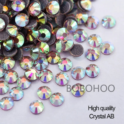Bobohoo HotFix Crystal Rhinestones SS6-SS30 – Glitter Iron-On Strass Gems for Clothing, Dresses & DIY Crafts