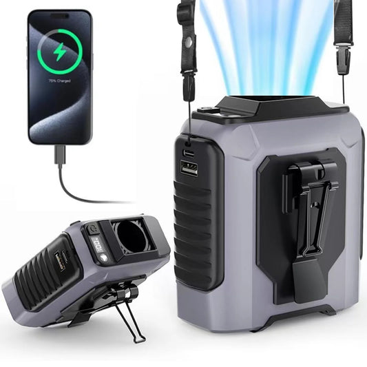 Extra-Large Battery Wearable Waist Fan — Hands-Free Lightweight Cooling for Outdoor Work, Travel, and Jobsites