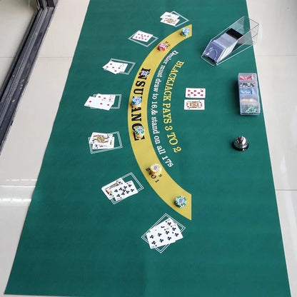 Portable 180x90cm Felt Casino Tablecloth for Blackjack & Poker – Family Party Game Pad & Entertainment Accessory