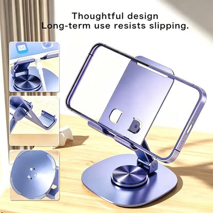 Aluminum Alloy Phone Holder - 360° Rotating Folding Desktop Stand, Portable Mobile Stand
