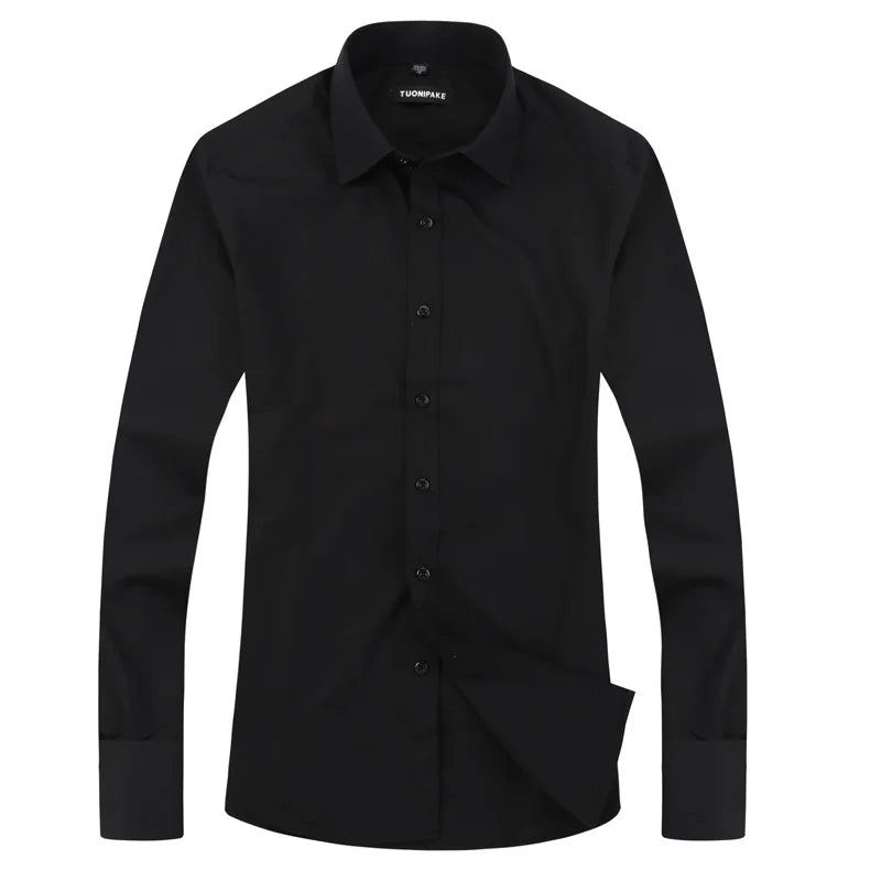 Men’s French Cuff Dress Shirt - Slim Fit Solid Color Long Sleeve Formal Business Shirt