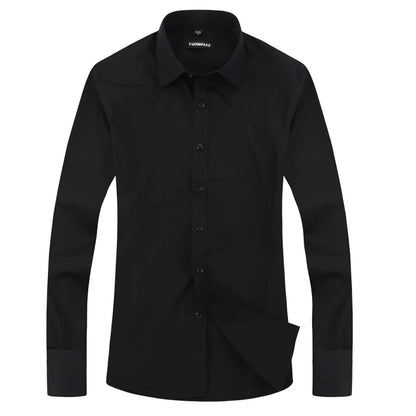 Men’s French Cuff Dress Shirt - Slim Fit Solid Color Long Sleeve Formal Business Shirt