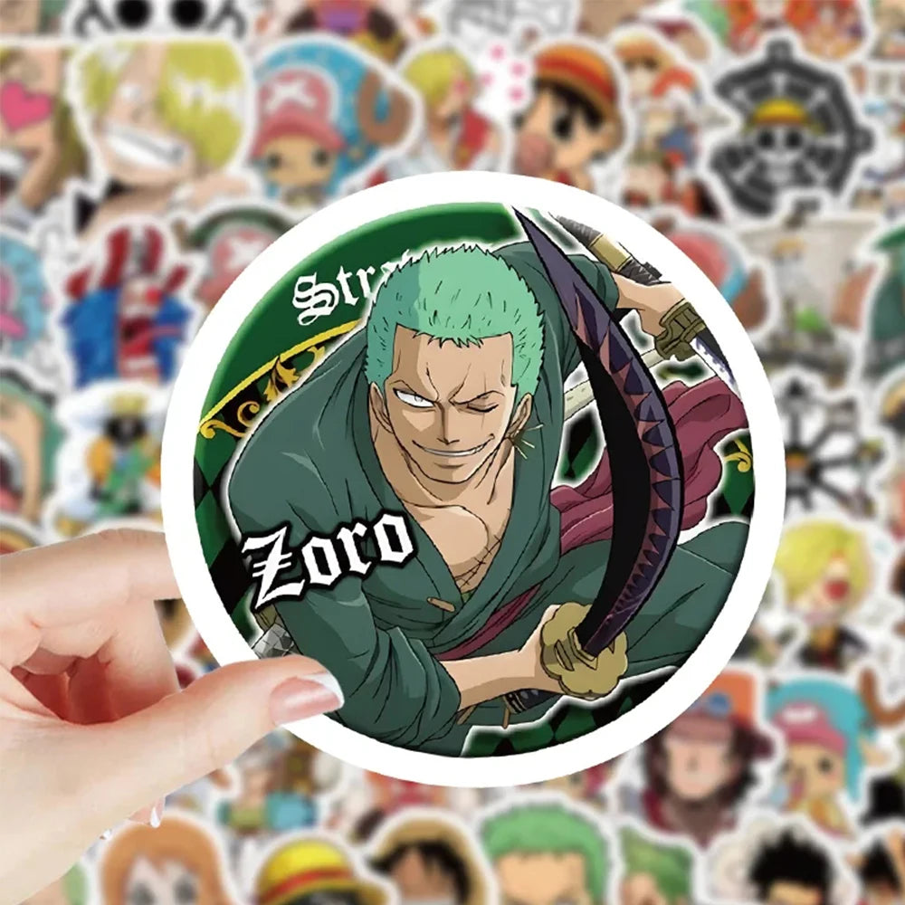 One Piece Luffy Anime Stickers – 50/100-Piece Waterproof Decals for Notebooks, Laptops, Phones, Skateboards & Motorcycles