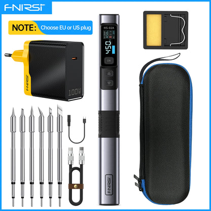 FNIRSI HS-02 Adjustable Temperature Soldering Iron – 20V 100–450℃ 100W Portable Welding & Repair Rework Station Tool