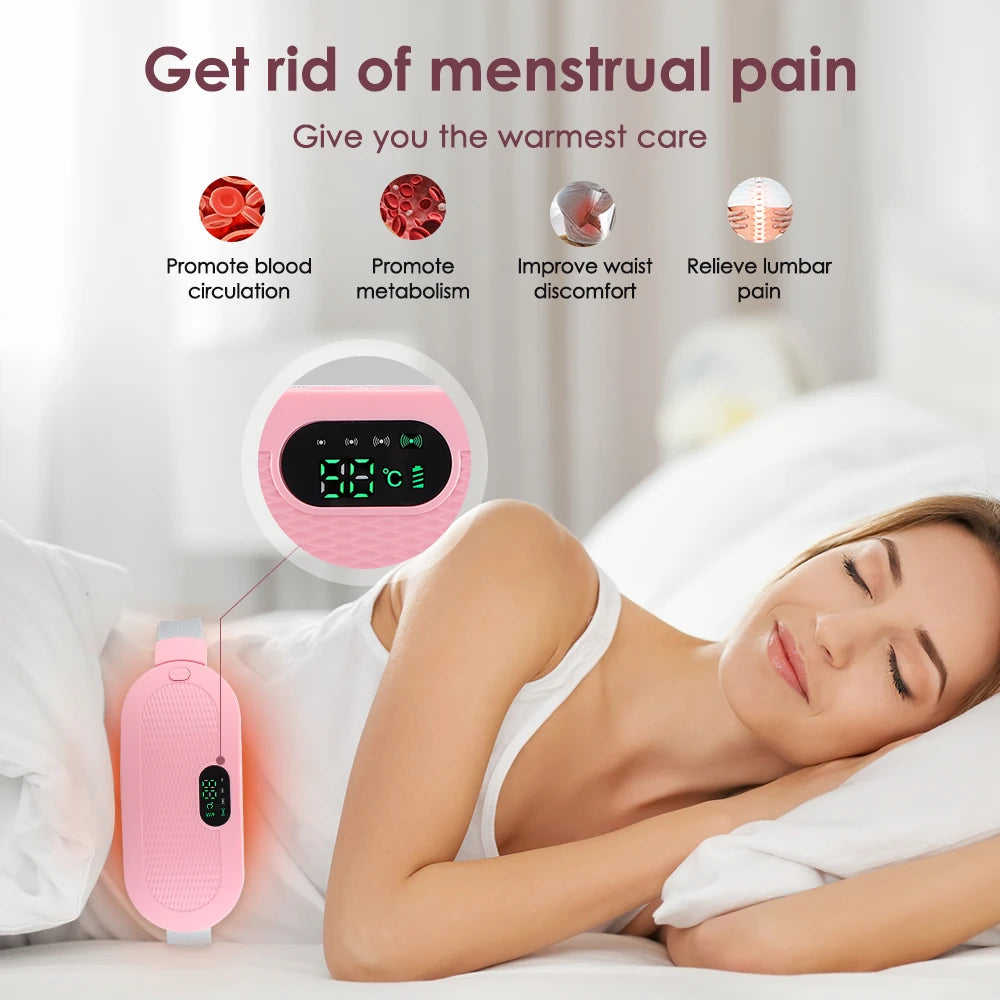 Electric Heating Pad for Women – Menstrual Cramp Relief Vibrator, Period Pain Massager & Abdominal Belt Warmer