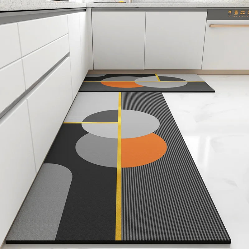 Luxury PVC Leather Kitchen Mat – Waterproof, Non-Slip, Washable Floor Rug for Home Decoration
