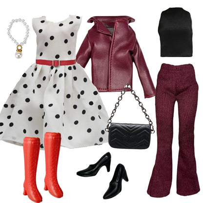 Deluxe Doll Clothes Set – Black & Red Tea Time Fashion Outfit for 11.5” Dolls