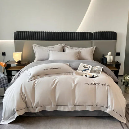 Pure Cotton Long Staple Bedding Set - 4PCS, Matte Bed Sheet & Duvet Cover, All Cotton
