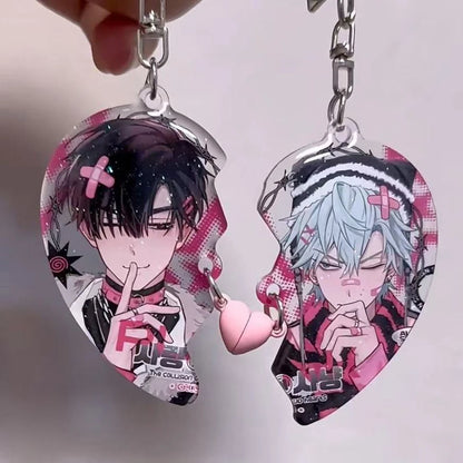 ALIEN STAGE Anime Heart-Shaped Keychain - Till and Ivan Magnetic Acrylic Pendant, Cute Bag Charm and Cartoon Gift