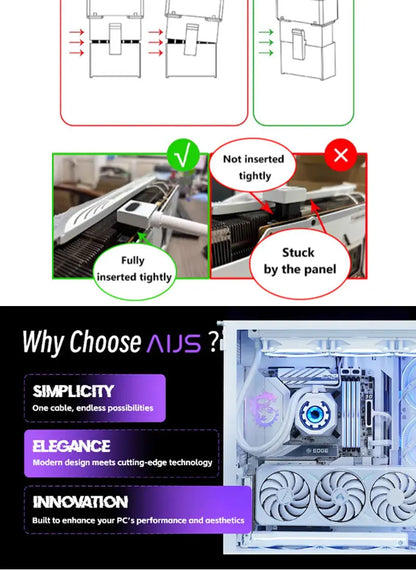 AIJS 8-Pin ARGB CPU Power Extension Cable – One-Line Computer Connection Extension Cord