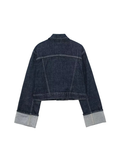 Willshela Women’s Denim Jacket – Vintage Single-Breasted, Lapel Neck, Long Sleeves, Chic with Pockets