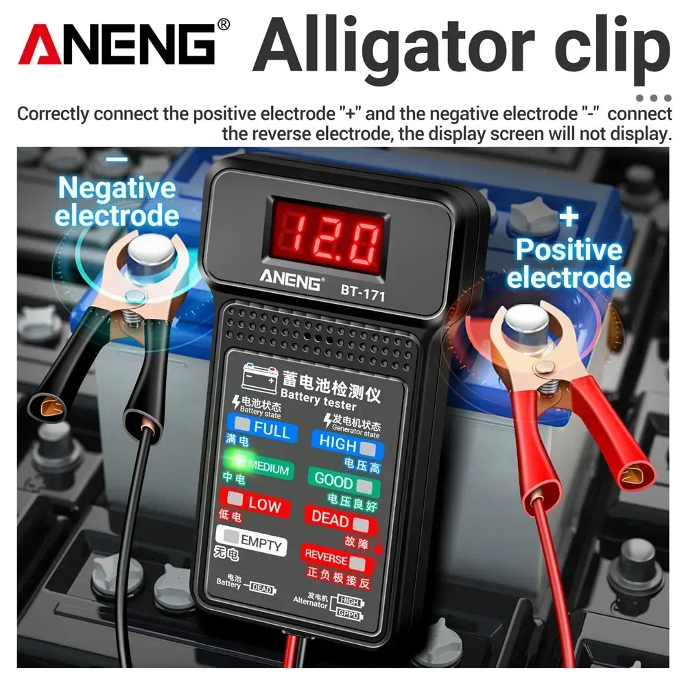 ANENG BT-171 12V Multifunctional Battery Tester – LED Display Auto Repair Diagnostic Tool for Vehicle & Electrician Battery Detection