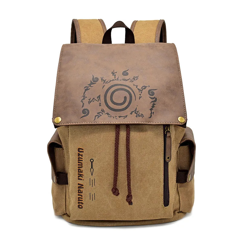 One Piece & Naruto Anime Canvas Backpack — School Shoulder Bag for Primary & Secondary Students, Gift Idea