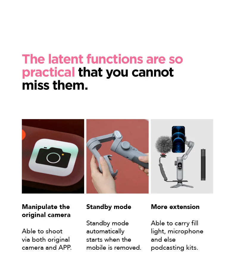 Handheld 3-Axis Gimbal Stabilizer – Smart X Pro for Smartphones, Wireless Charging, OLED Display, LED Light & Focus Wheel