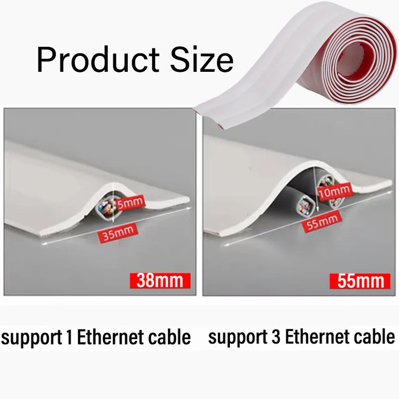 Self-Adhesive PVC Cable Protector Strip — Wire & Cord Insulation Cover, Wear-Resistant Trip Prevention Organizer
