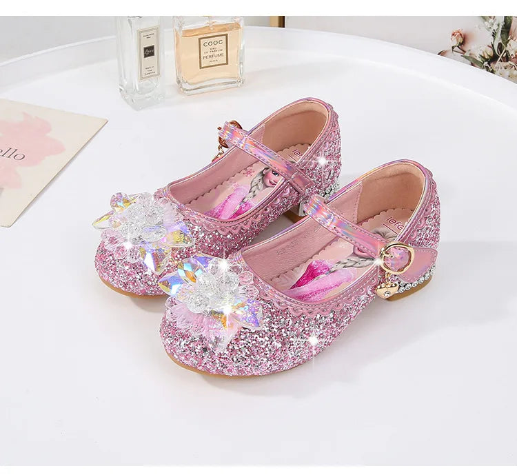 2024 Spring Girls' Elsa Princess Shoes - Ice and Snow Romance Crystal Sandals for Kids