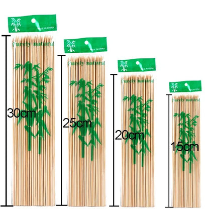 Disposable Bamboo Skewers - 270/90PCS Long Thick Wooden Food Sticks for Party, Buffet, Fruit & BBQ Serving Tools