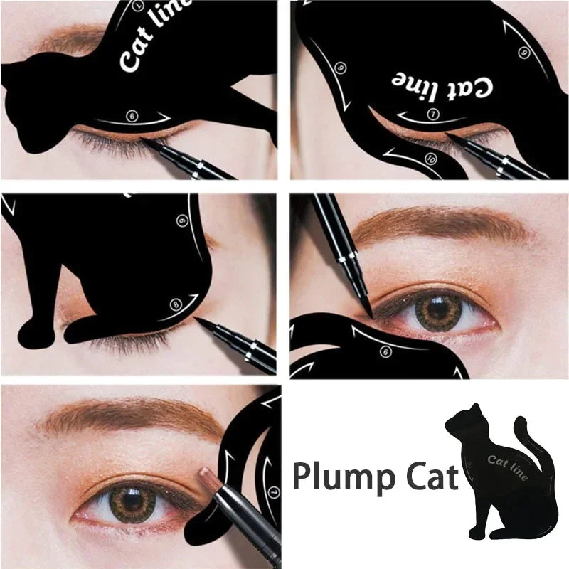 2pcs Cat-Eye Eyeliner Stencil Set – Eyeliner Stamp Templates for Precise Makeup Application