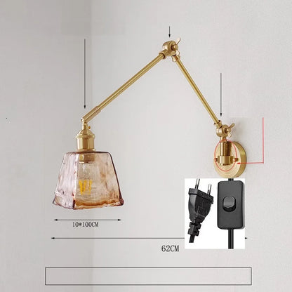 IWHD 2022 Ceramic Copper LED Wall Lamp — Adjustable Swinging Long Arm Light for Bedroom & Living Room