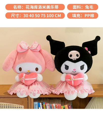 Sanrio Kuromi Plush Toy – 30cm Cinnamoroll & Melody Stuffed Doll, Soft & Comfortable, Valentine's Day & Birthday Gift