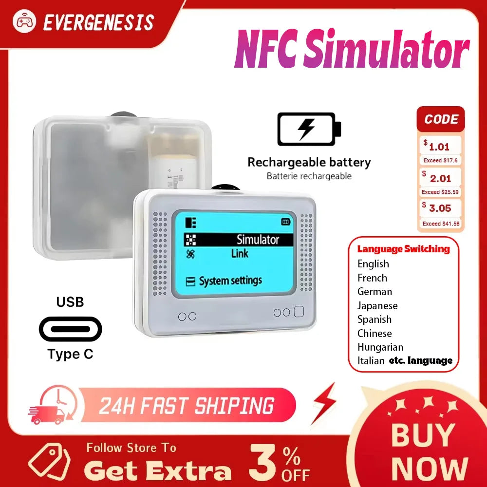Rechargeable Intelligent NFC Emulator & Writer – Universal Simulator for Switch, Switch 2, Wii U, 3DS (Kingdom Tears & Breath of the Wild)