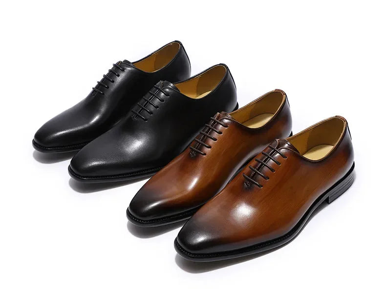 Designer Genuine Leather Men’s Wholecut Oxford Shoes – Luxury Black & Brown Dress Shoes for Business & Formal Wear