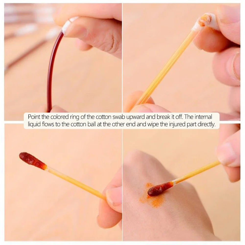 10/20/50/100-Piece Disposable Iodine Cotton Swabs – Medical Antiseptic Sticks for First Aid, Wound Care, and Outdoor Emergency Kits
