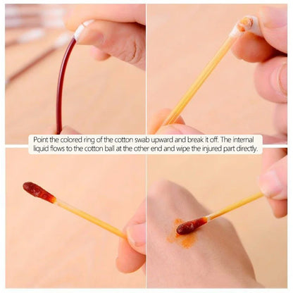 10/20/50/100-Piece Disposable Iodine Cotton Swabs – Medical Antiseptic Sticks for First Aid, Wound Care, and Outdoor Emergency Kits
