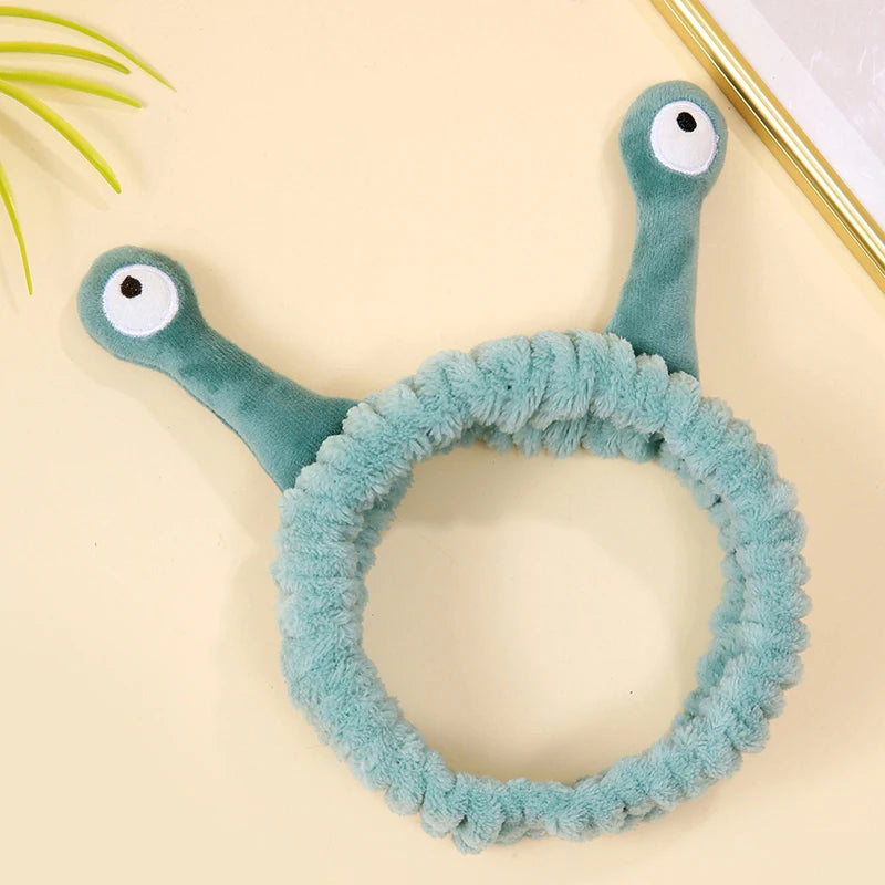 Cute Animal Ears Headband – Soft Coral Fleece with Fluffy Ball, Elastic Hair Band for Makeup & Face Washing