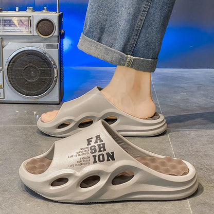 Men’s Fashion Massage Slippers – Indoor & Outdoor Summer Sandals, Thick Sole Non-Slip Flip Flop Slides