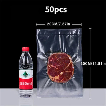 50pcs BPA-Free Reusable Vacuum Sealer Bags - Food Preservation Plastic Sealing Bags for Household Use