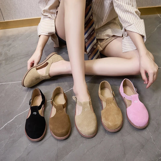 AIYUQI Women’s Retro Leather Sandals 2024 — Flat Sole Hollow Roman Style Summer Shoes