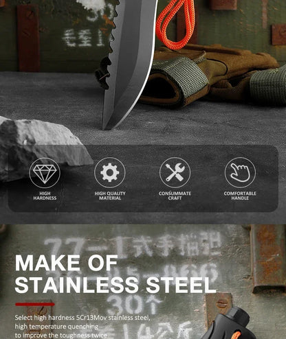 Outdoor Tactical Straight Knife — Portable EDC Survival & Self-Defense Tool
