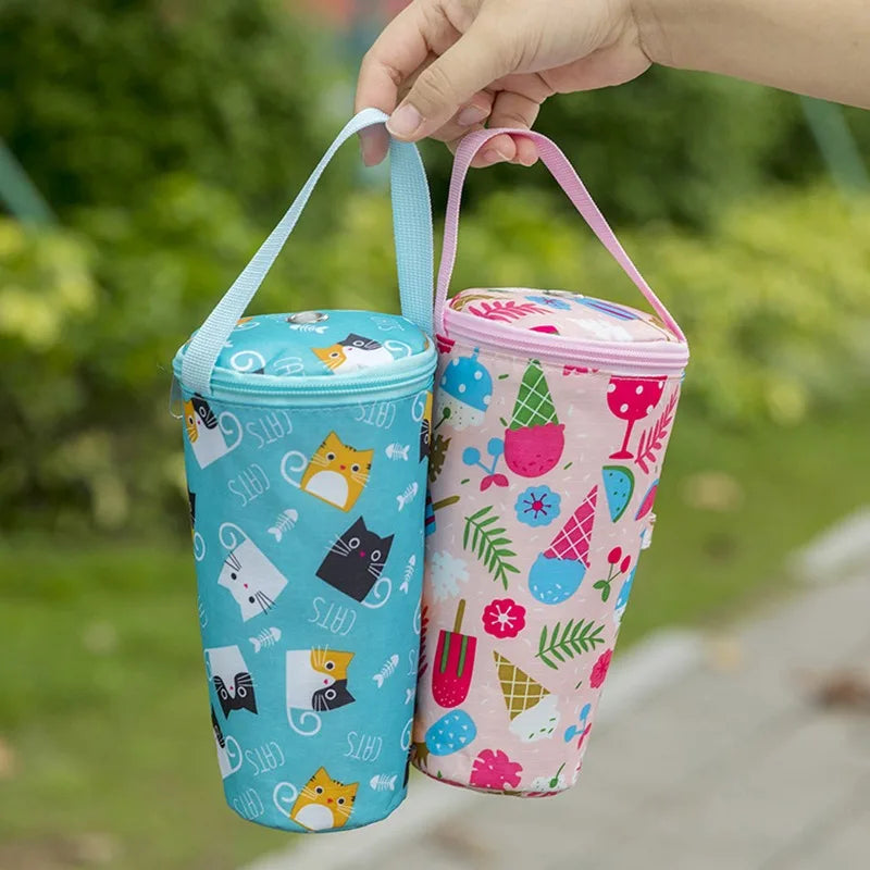 Portable Milk Tea Tote Bag – Insulated Heat Preservation Cup Carrier, Handbag for Drinks, Umbrella, and Camping Accessories