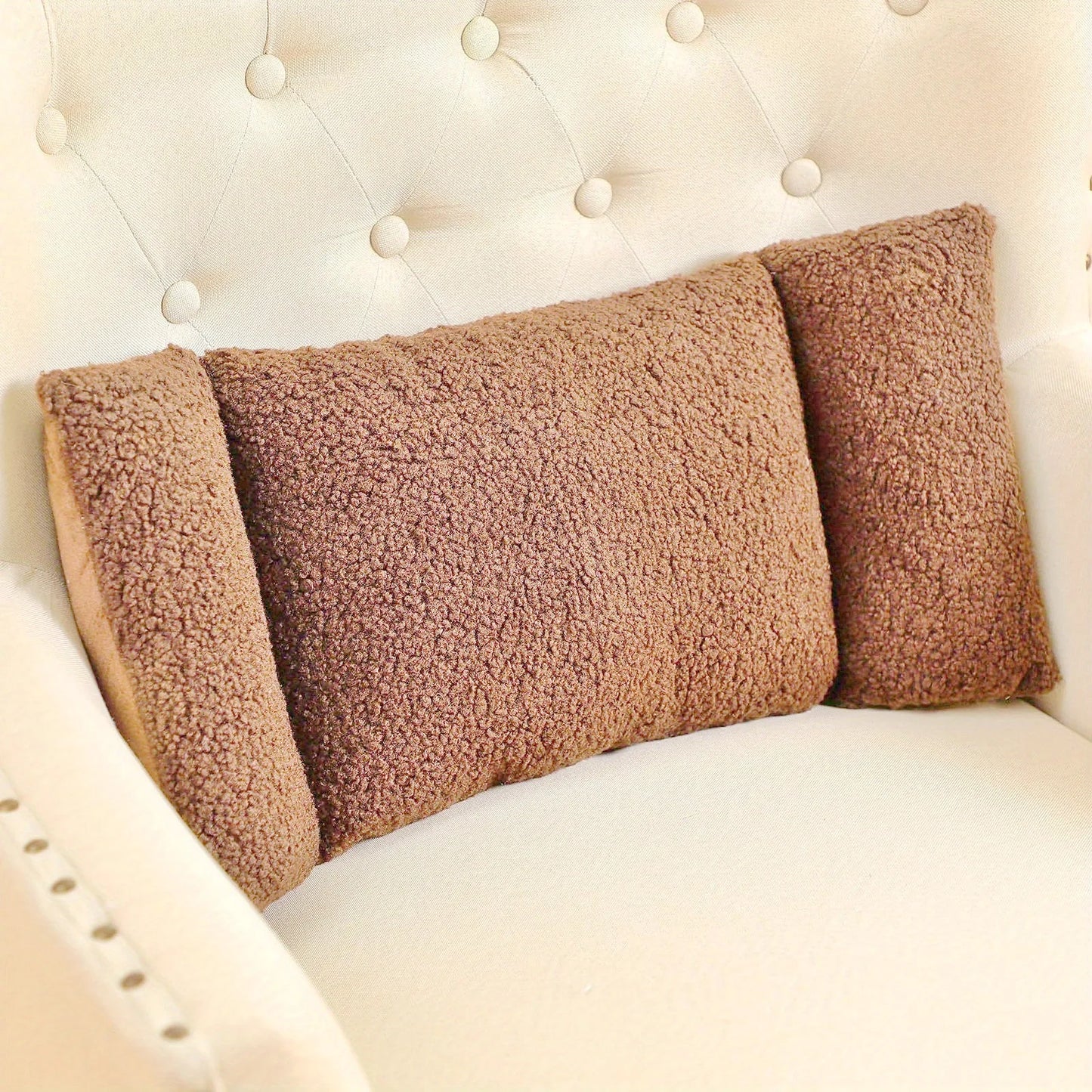 3-Segment Fleece Lumbar Support Pillow – Ergonomic Waist Cushion for Home, Office & Car Comfort Back Support Pillow