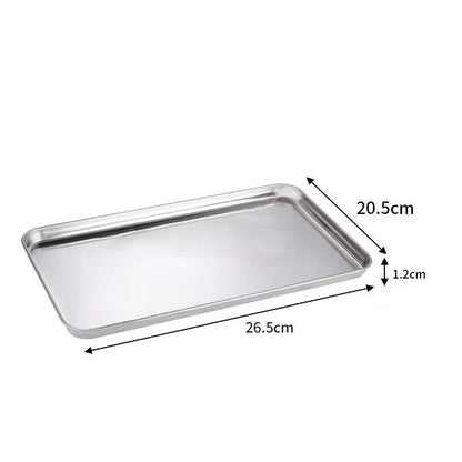 Rectangle Stainless Steel Buffet Tray – Metal Food Serving Plate for Rice, Noodles, & Home Dishes Storage Organizer