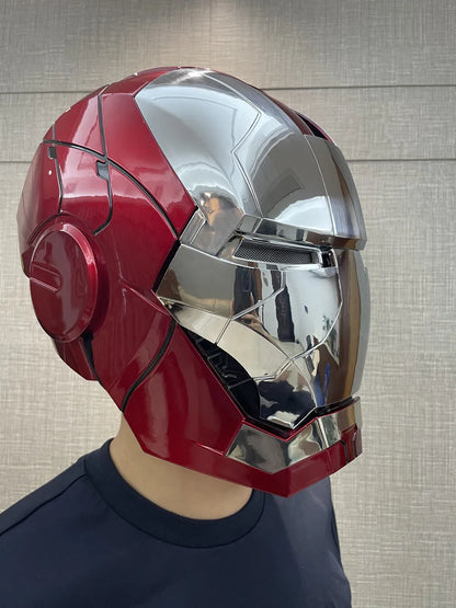 1:1 Iron Man Helmet Mk5 to Mk50 – Avengers War Machine Cosplay with Electric Open/Close, English Voice & Remote Control, Christmas Gift Toy