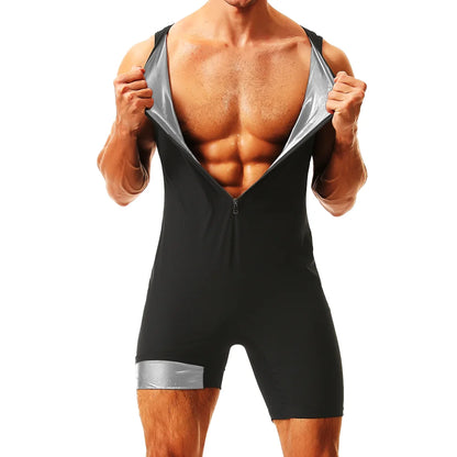 Men’s Sauna Sweat Bodysuit - Thermal Waist Trainer Body Shaper for Gym Fitness, Belly Control and Slimming Support