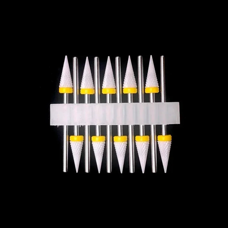 10PCS Ceramic Nail Drill Bits - Rotary Milling Cutters for Gel Polish Removal & Nail Grinding Machine Accessories