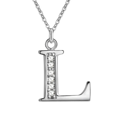 26 Letters 925 Sterling Silver Zircon Necklace Pendant – Personalized Alphabet Jewelry for Women | Elegant Wedding & Gift Accessory
